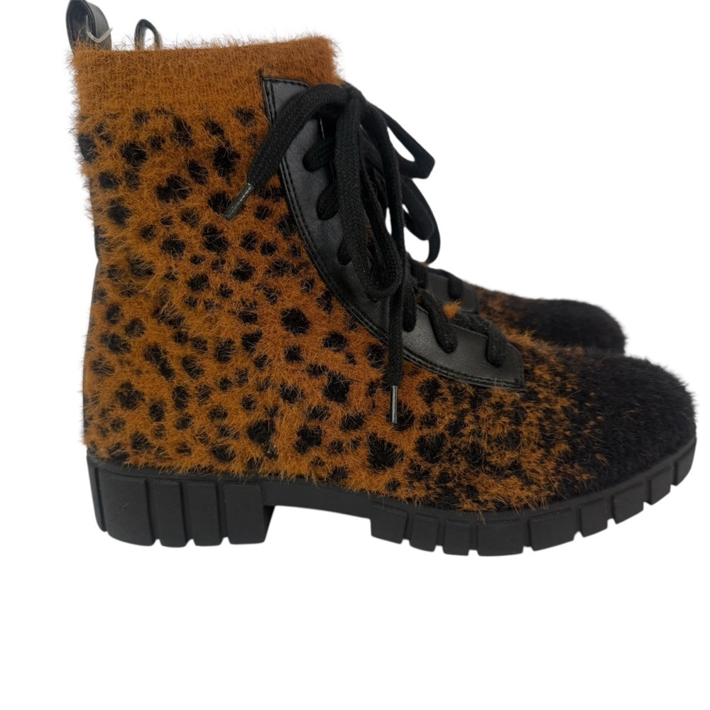 Leopard Print Lace-Up Utility Boots